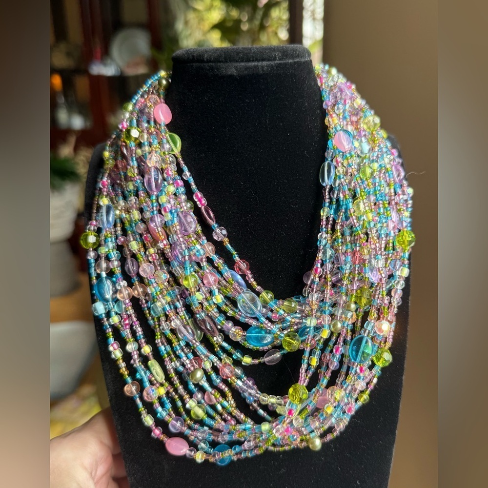 Joan Rivers Torsade Collection Multi Strand Glass Bead Czech Vintage Necklace